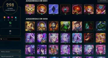 CONTA LOL 521 SKINS, LVL 303, TODOS CAMPEÕES.