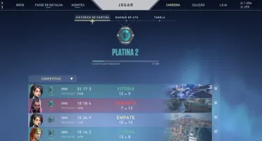 Conta Valorant Platina 2, Vandal SUBLIME, Phantom ION+1056VP