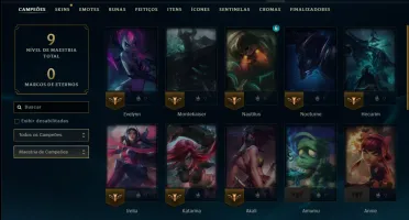 Unranked com 30 Champs e 2 Skins