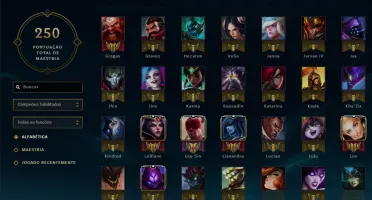Conta Diamante; 107 Campeões; Skins raras.