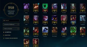 Conta Diamante; 107 Campeões; Skins raras.