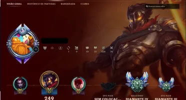 Conta Diamante; 107 Campeões; Skins raras.