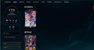 Conta Platina 1 com TODOS os champs e 128 Skins + 700k