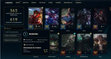 Conta Platina 1 com TODOS os champs e 128 Skins + 700k
