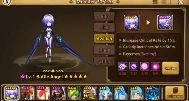 Reroll Summoners War lvl10 com Battle Angel Dark - Destiny