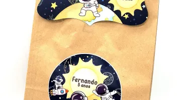 Sacolinha Kraft Astronauta com Alça e Aba
