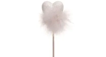 Pick Coração Glitter com Pluma - Pacote com 2