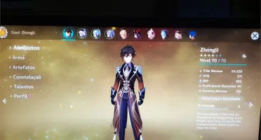 Conta GenshinAR45 + Zhongli + Hu Tao + Keqing + Qiqi + Ayaka