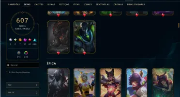 Conta LOL Esmeralda - 607 Skins - 399 EMOTES - Nivel 799