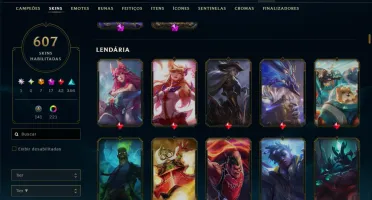 Conta LOL Esmeralda - 607 Skins - 399 EMOTES - Nivel 799
