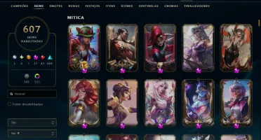 Conta LOL Esmeralda - 607 Skins - 399 EMOTES - Nivel 799