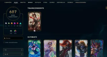 Conta LOL Esmeralda - 607 Skins - 399 EMOTES - Nivel 799