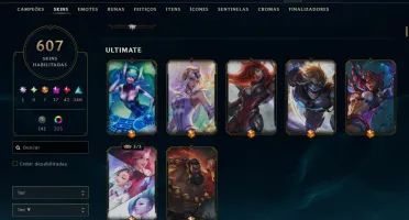 Conta LOL Esmeralda - 607 Skins - 399 EMOTES - Nivel 799