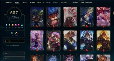 Conta LOL Esmeralda - 607 Skins - 399 EMOTES - Nivel 799