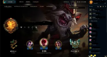 Conta LOL Platina 5 100 Campeões + 35 skins com email