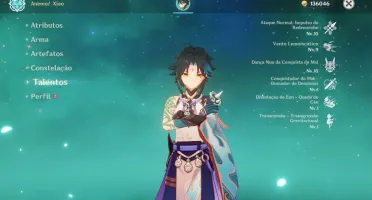 Xiao C1 + Lança de Jade + 8 personagens 5*
