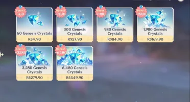 Conta genshin AR 46 5 char 5 estrelas / 2 armas 5 estrelas