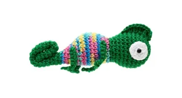 Camaleão verde escuro em Amigurumi
