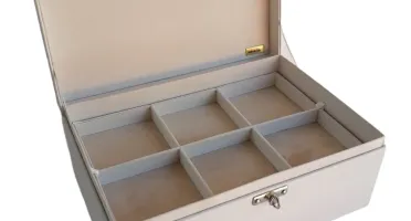 Maleta Branca e Bege para Joias de 4 Andares