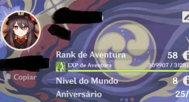 Conta Genshin 6 armas lendarias,40 personagens(17T5), rank58