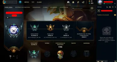 Conta League of Legends Platina 4 (61% Winrate)