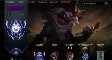 Conta Lol D1, skins prestígios, 139 champs