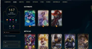 Conta Lol D1, skins prestígios, 139 champs