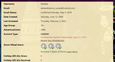 Conta AQW criada em 2009 (+3k ACoins)