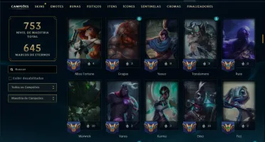 Unranked com TODOS os Champs e 238 Skins ( ADC / SUP )