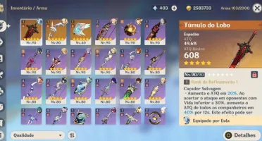 AR56|QUASE TODOS OS 5* TODOS OS 4* +3 ARMAS 5*+30 DIAS BLESS