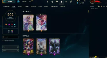 50% DESCONTO Conta LOL: 202 skins, all champs, Esmeralda 2