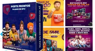 Super Pack 200 banner iptv editável no canva