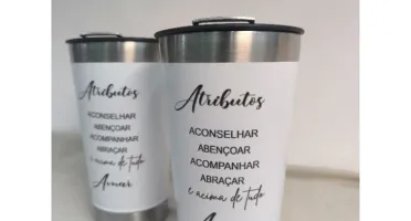 Kit 2 Copos Térmicos e Sacola Personalizados
