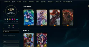 Bronze 4 com TODOS os Champs e 489 Skins ( ADC / SUP / TOP )