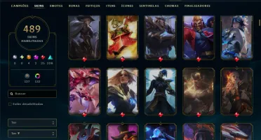 Bronze 4 com TODOS os Champs e 489 Skins ( ADC / SUP / TOP )