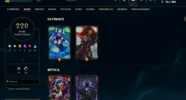 Conta LOL nível 370 - 220 skins - 2 ultimates (MF/Sona)
