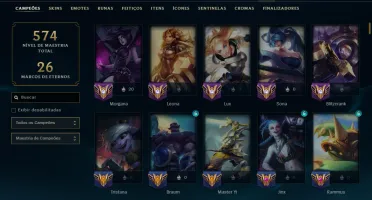 Prata 2 com TODOS os Champs e 151 Skins ( SUP / ADC )