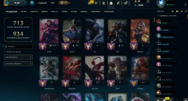 Conta LoL, Nível 582, Esmeralda 4, 233 skins, Todos os camps