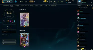 Conta LoL, Nível 582, Esmeralda 4, 233 skins, Todos os camps