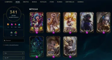 Conta LoL Todos campeões, Elo Gold,341 Skins, Todos Eternos!