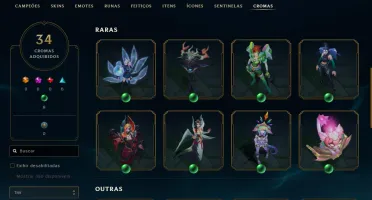 Conta LoL Todos campeões, Elo Gold,341 Skins, Todos Eternos!