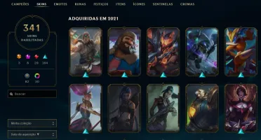 Conta LoL Todos campeões, Elo Gold,341 Skins, Todos Eternos!