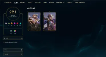Ouro 2 com TODOS os Champs e 221 Skins ( MID / ADC / JG )