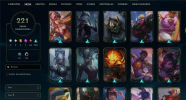 Ouro 2 com TODOS os Champs e 221 Skins ( MID / ADC / JG )