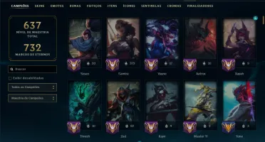 Ouro 2 com TODOS os Champs e 221 Skins ( MID / ADC / JG )