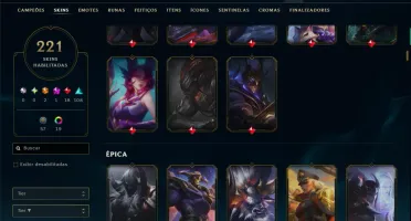 Ouro 2 com TODOS os Champs e 221 Skins ( MID / ADC / JG )