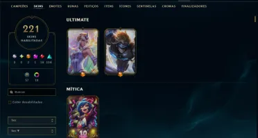 Ouro 2 com TODOS os Champs e 221 Skins ( MID / ADC / JG )