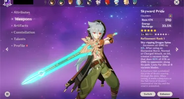 Genshin Impact  AR57 - 8 personagens 5*, 2 armas 5*