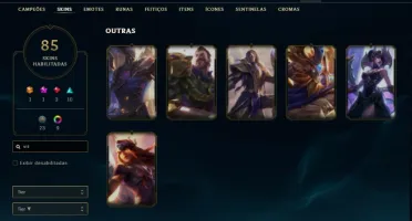 Conta Unranked com 105 Champs e 85 Skins + 6 Vitoriosas
