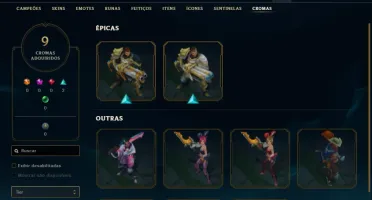 Conta Unranked com 105 Champs e 85 Skins + 6 Vitoriosas